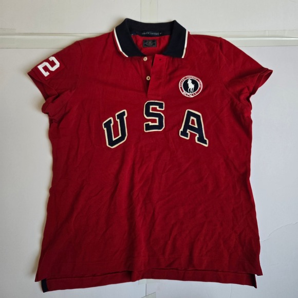 Ralph Lauren USA Olympic Polo Shirt Mens XL Short Sleeve Red 2012 Team USA - Picture 1 of 9